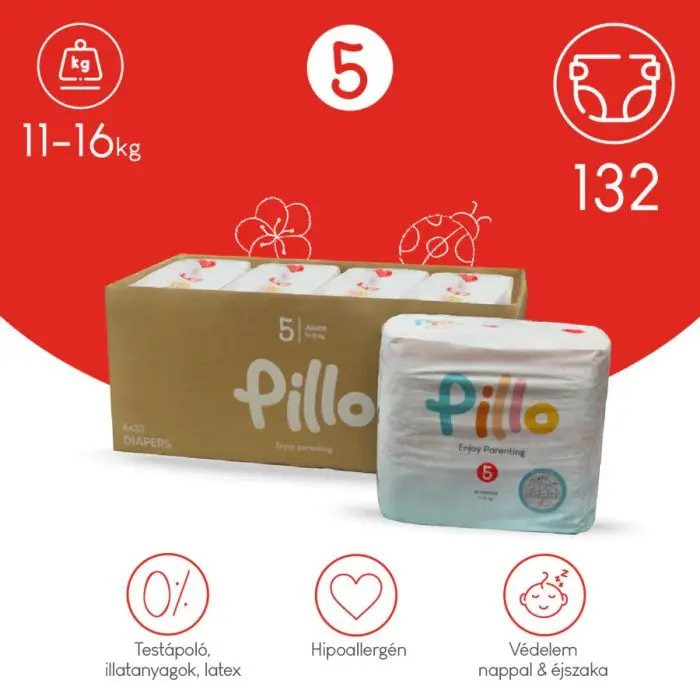 PILLO mindenmentes PURE pelenka 5, (junior), 11-16 kg, HAVI ADAG, 4x33 db
