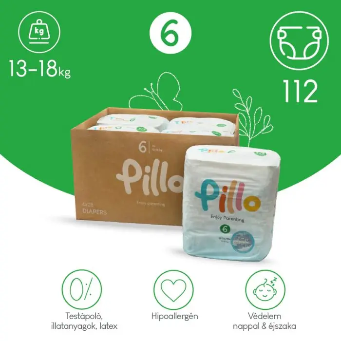 PILLO mindenmentes PURE pelenka 6, (XL), 13-18 kg, HAVI ADAG, 4x28 db