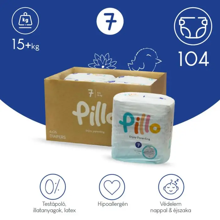 PILLO mindenmentes PURE pelenka 7, (XXL), 15+ kg, HAVI ADAG, 4x26 db